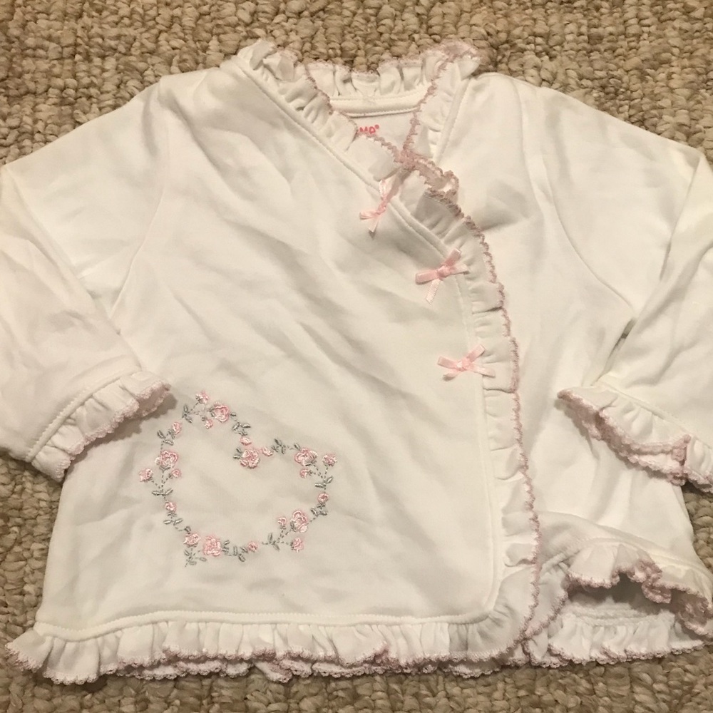 Little Me Heart appliqué Ruffle Cardigan